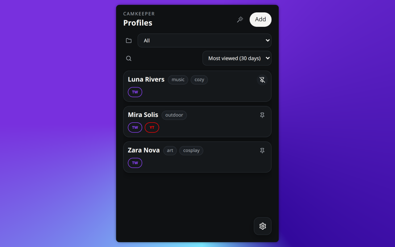 CamKeeper profile overview